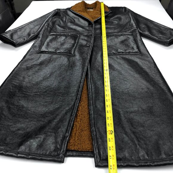 NEW Free People London Vegan Coat Black Sherpa 90s Y2k Grunge Boho Downtown Girl - Picture 5 of 12